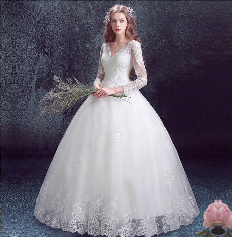 WD3049 deep V neck  wedding dress